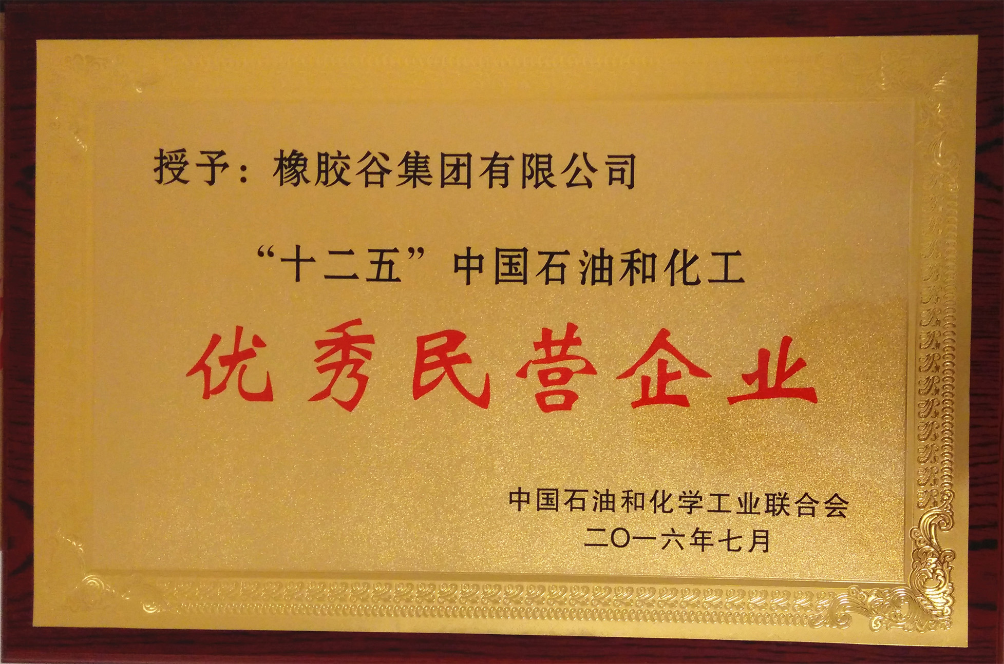 十二五”中国石油和化工优秀民营企业-国产麻豆视频免费观看集团有限公司-中国石油和化学工业联合会-2016.6.14
