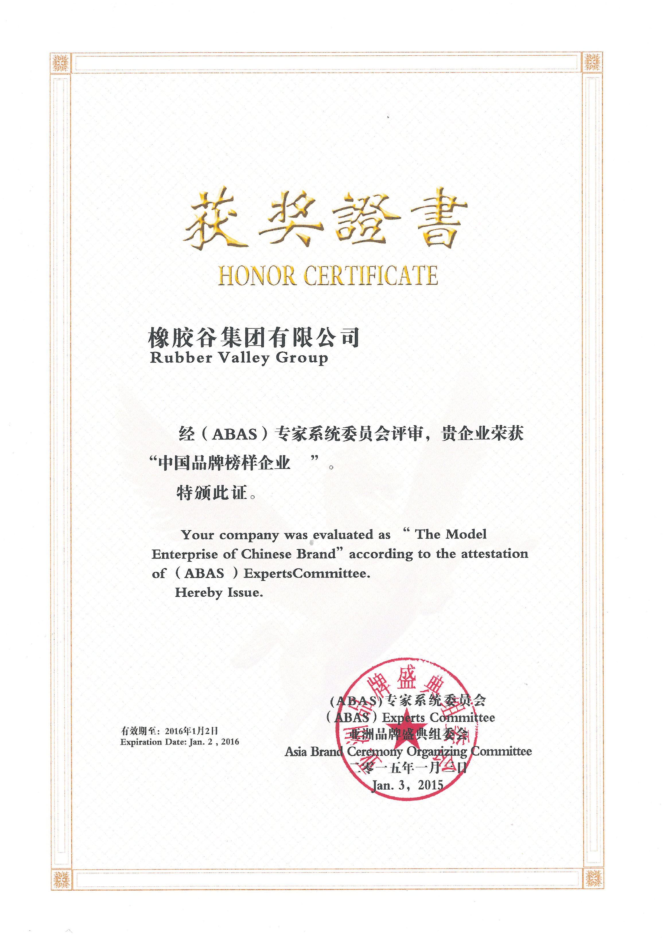 中国品牌榜样企业-国产麻豆视频免费观看集团有限公司-亚洲品牌盛典组委会-2015.1.3